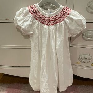 Vive La Fete White Corduroy with Red Smocking Size 3 EUC dress